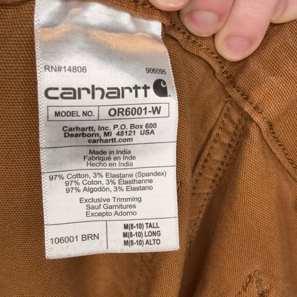 Carhartt Tan Workwear Overalls, M Tall - Picture 3 of 6